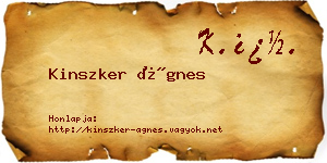 Kinszker Ágnes névjegykártya